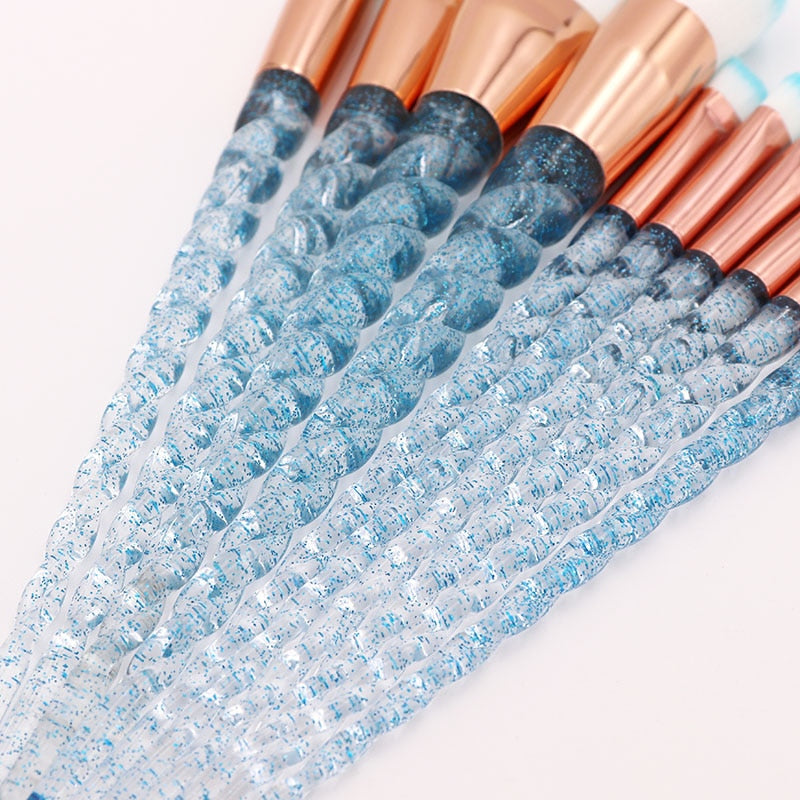 10Pcs Blue Unicorn Makeup Brushes Set Makeup Brush For all Beauty Makeup, Makeup Tools, Makeup Brush, Cosmetic Brush