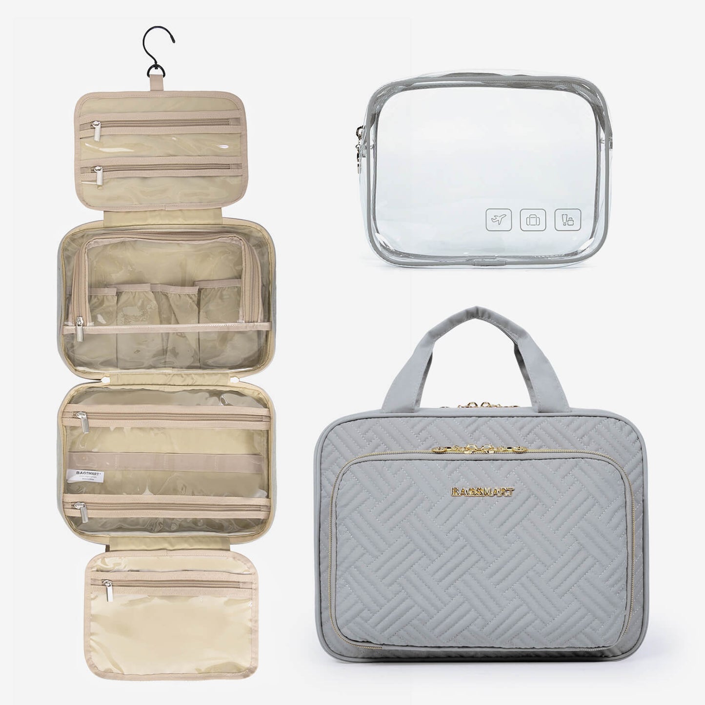 BAGSMART waterproof Travel Makeup Organizer Toiletry Bags Cosmetics|Jewellery|Makeup organiser for travel