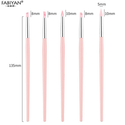 5Pcs of Silicone Manicure Tools Brush Soft Pen brushes for Nail Art