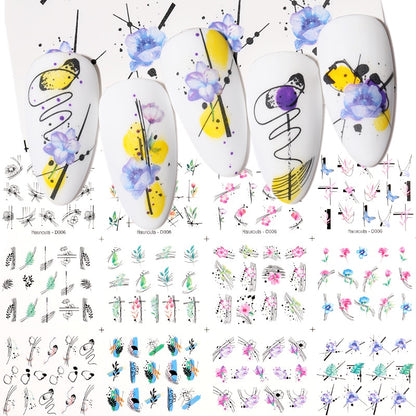 12 Styles Nail  Abstract Stickers