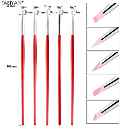 5Pcs of Silicone Manicure Tools Brush Soft Pen brushes for Nail Art