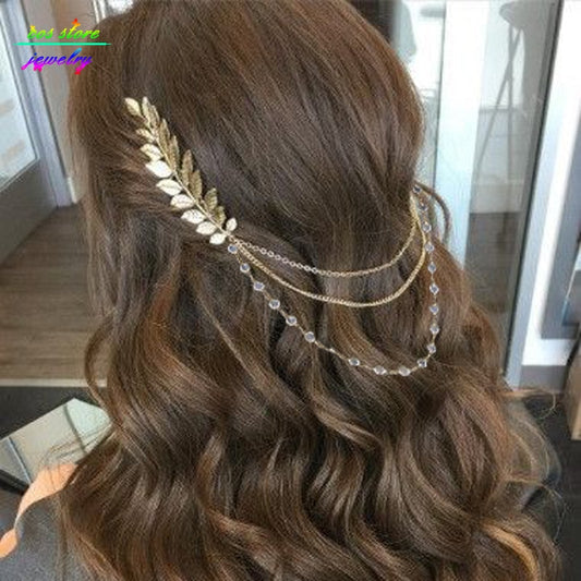 Summer Style Bohemia Leaves Head Crown  Chain And Leaves Hair Comb Wedding Hair Accessories