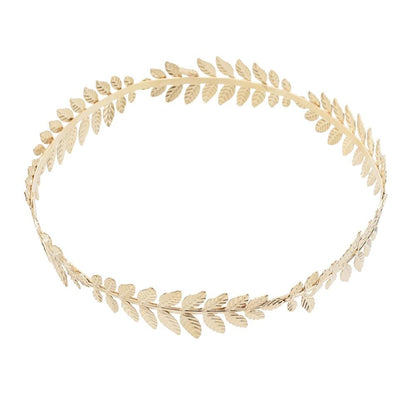 Fashion Golden Leaf Laurel Tiara Grecian Leaf Back Headwear Pearl Wedding Tiara Headband Hair Crown Bridal Hair Accessories