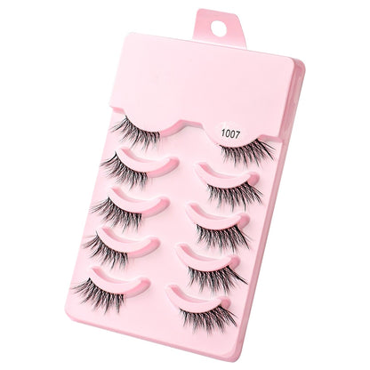 Half Lashes 3D Cat Eye Lashes Natural Look Fluffy Corner Eyelashes 3/5/10 Pairs Wispy Half False Eyelashes Faux Mink Makeup