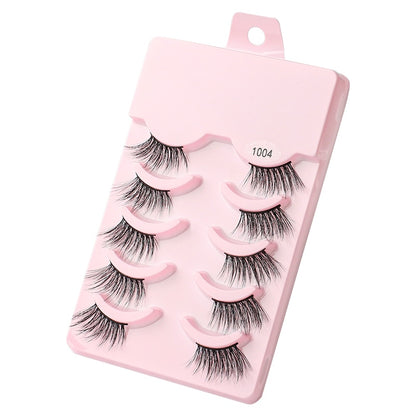 Half Lashes 3D Cat Eye Lashes Natural Look Fluffy Corner Eyelashes 3/5/10 Pairs Wispy Half False Eyelashes Faux Mink Makeup