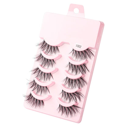 Half Lashes 3D Cat Eye Lashes Natural Look Fluffy Corner Eyelashes 3/5/10 Pairs Wispy Half False Eyelashes Faux Mink Makeup