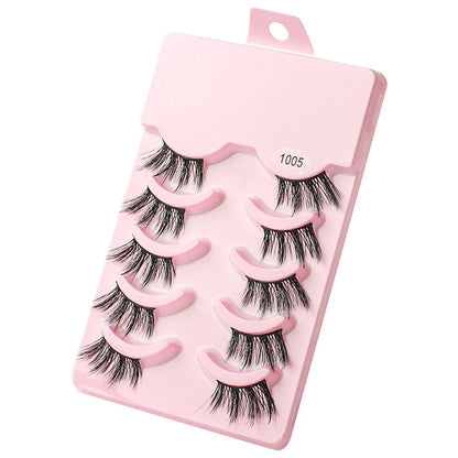 Half Lashes 3D Cat Eye Lashes Natural Look Fluffy Corner Eyelashes 3/5/10 Pairs Wispy Half False Eyelashes Faux Mink Makeup