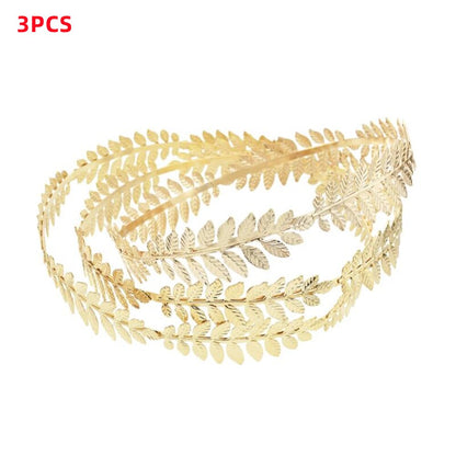 Fashion Golden Leaf Laurel Tiara Grecian Leaf Back Headwear Pearl Wedding Tiara Headband Hair Crown Bridal Hair Accessories