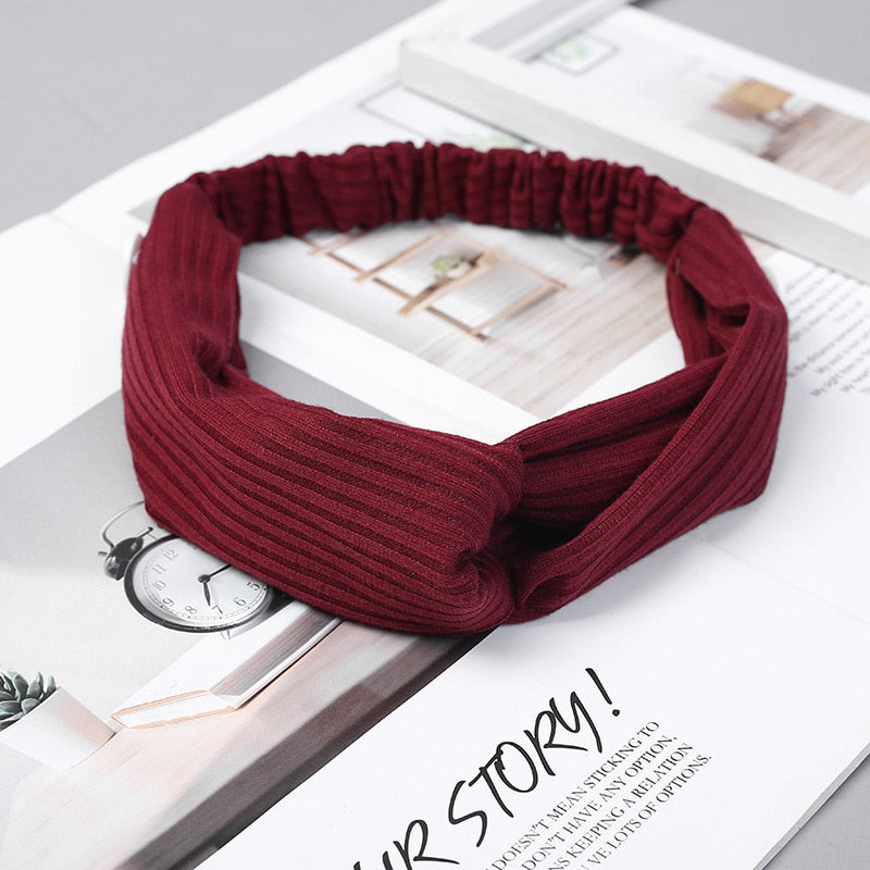 Solid Color Headband for Women Men Yoga Knitting Elastic Hair Bands Turban Makeup Hair Hoop Vintage Headwrap Accessories