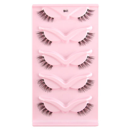 Half Lashes 3D Cat Eye Lashes Natural Look Fluffy Corner Eyelashes 3/5/10 Pairs Wispy Half False Eyelashes Faux Mink Makeup