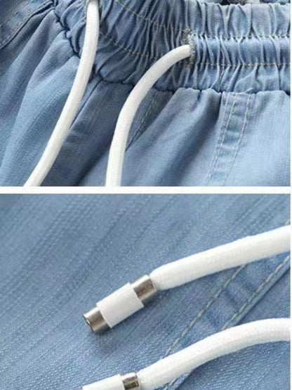 Women Pants Summer New 2023 Thin High Elastic Woman Jeans Oversize Trousers Soft Cool Female Casual Denim Pants