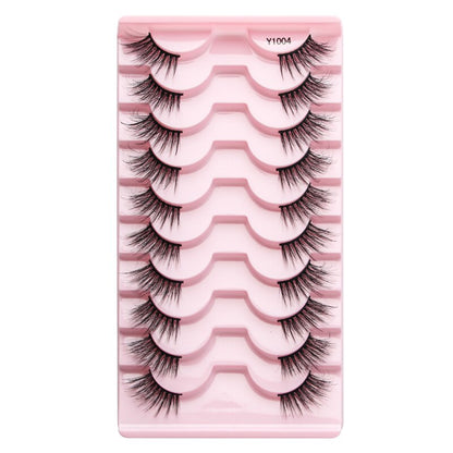 Half Lashes 3D Cat Eye Lashes Natural Look Fluffy Corner Eyelashes 3/5/10 Pairs Wispy Half False Eyelashes Faux Mink Makeup