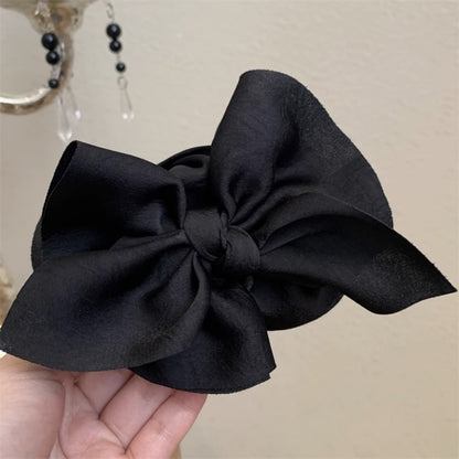 fabric large bow retro ponytail claw clip