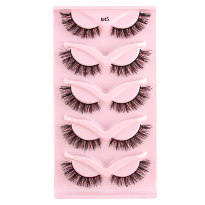 Half Lashes 3D Cat Eye Lashes Natural Look Fluffy Corner Eyelashes 3/5/10 Pairs Wispy Half False Eyelashes Faux Mink Makeup