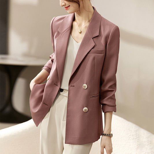 Elegant Blazers for Women 2023 Office Ladies Work Business Casual Notched Collar Long Sleeve Loose Straight Jacket