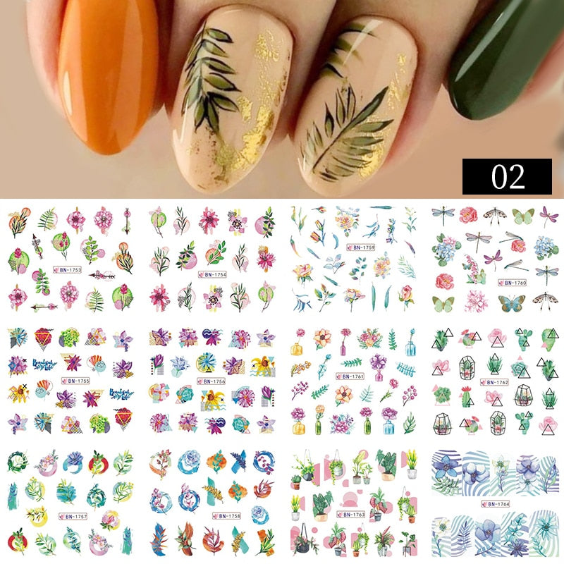12 Styles Nail  Abstract Stickers