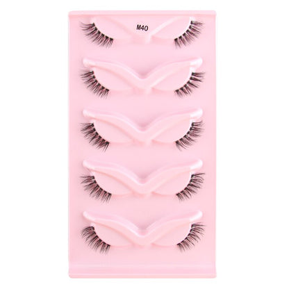 Half Lashes 3D Cat Eye Lashes Natural Look Fluffy Corner Eyelashes 3/5/10 Pairs Wispy Half False Eyelashes Faux Mink Makeup