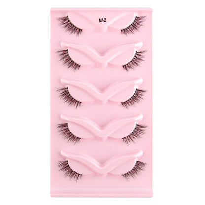 Half Lashes 3D Cat Eye Lashes Natural Look Fluffy Corner Eyelashes 3/5/10 Pairs Wispy Half False Eyelashes Faux Mink Makeup