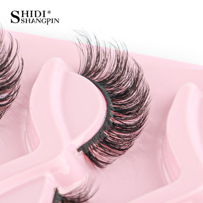 Half Lashes 3D Cat Eye Lashes Natural Look Fluffy Corner Eyelashes 3/5/10 Pairs Wispy Half False Eyelashes Faux Mink Makeup