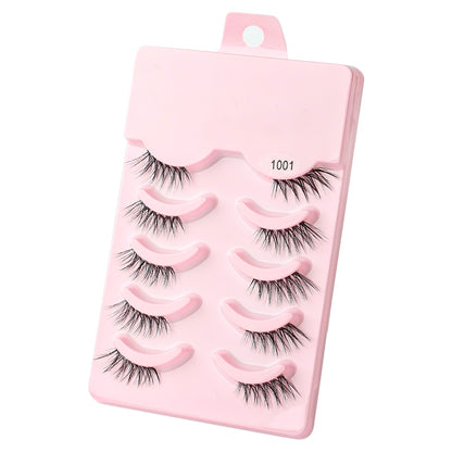 Half Lashes 3D Cat Eye Lashes Natural Look Fluffy Corner Eyelashes 3/5/10 Pairs Wispy Half False Eyelashes Faux Mink Makeup
