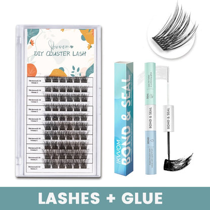 ETVITE Cluster Lashes DIY Eyelash Extension Lash Bond and Seal for Cluster Lashes 60pcs Mix Lengths Volume Comfortable