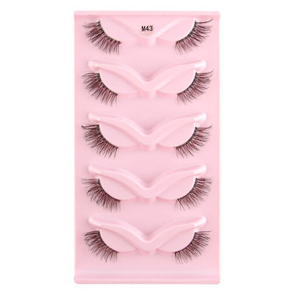 Half Lashes 3D Cat Eye Lashes Natural Look Fluffy Corner Eyelashes 3/5/10 Pairs Wispy Half False Eyelashes Faux Mink Makeup