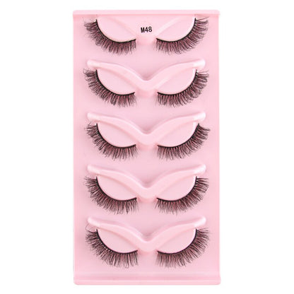 Half Lashes 3D Cat Eye Lashes Natural Look Fluffy Corner Eyelashes 3/5/10 Pairs Wispy Half False Eyelashes Faux Mink Makeup