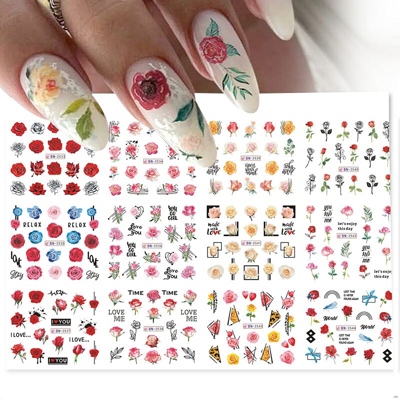 12 Styles Nail  Abstract Stickers