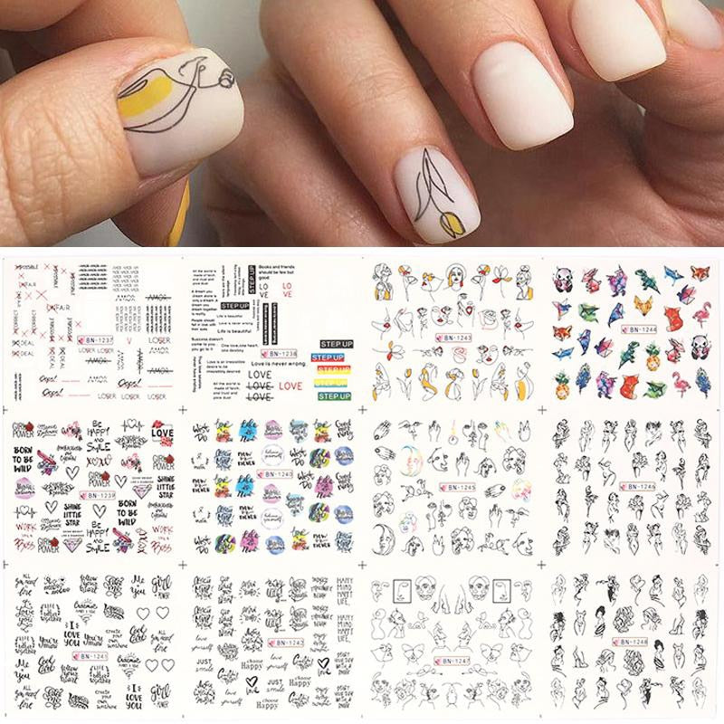 12 Styles Nail  Abstract Stickers
