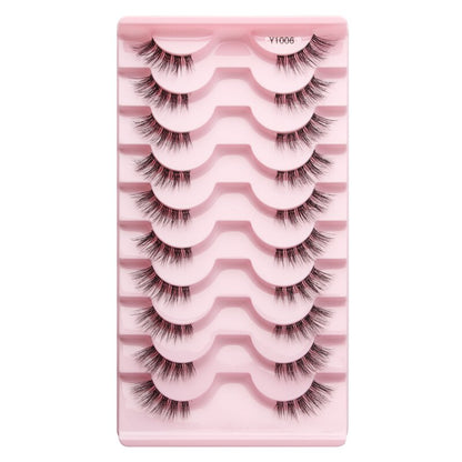 Half Lashes 3D Cat Eye Lashes Natural Look Fluffy Corner Eyelashes 3/5/10 Pairs Wispy Half False Eyelashes Faux Mink Makeup