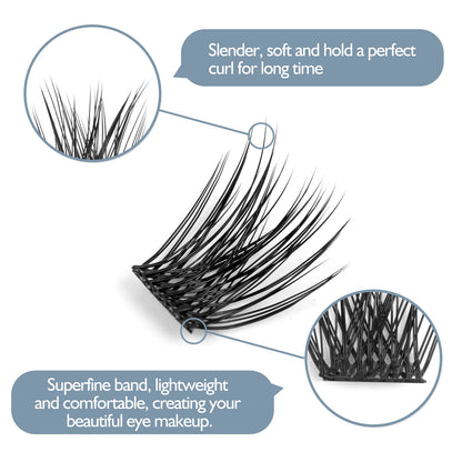 ETVITE Cluster Lashes DIY Eyelash Extension Lash Bond and Seal for Cluster Lashes 60pcs Mix Lengths Volume Comfortable