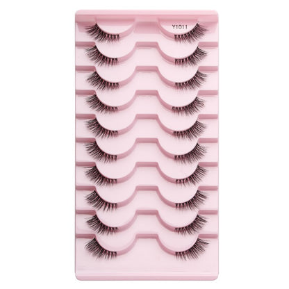 Half Lashes 3D Cat Eye Lashes Natural Look Fluffy Corner Eyelashes 3/5/10 Pairs Wispy Half False Eyelashes Faux Mink Makeup