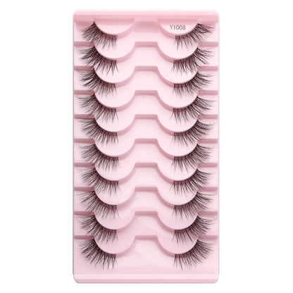 Half Lashes 3D Cat Eye Lashes Natural Look Fluffy Corner Eyelashes 3/5/10 Pairs Wispy Half False Eyelashes Faux Mink Makeup