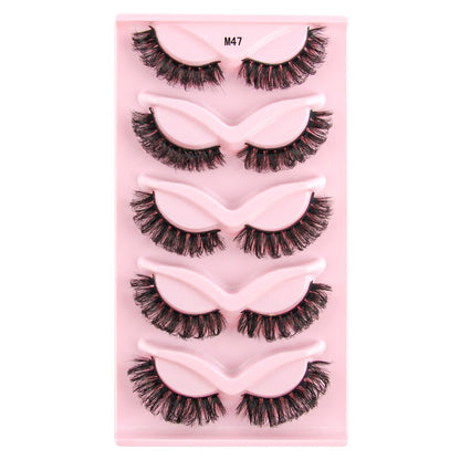 Half Lashes 3D Cat Eye Lashes Natural Look Fluffy Corner Eyelashes 3/5/10 Pairs Wispy Half False Eyelashes Faux Mink Makeup
