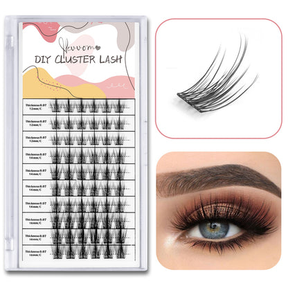 ETVITE Cluster Lashes DIY Eyelash Extension Lash Bond and Seal for Cluster Lashes 60pcs Mix Lengths Volume Comfortable