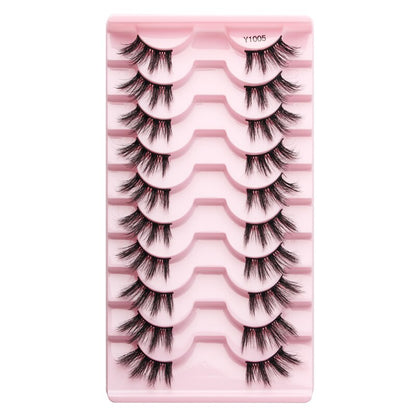 Half Lashes 3D Cat Eye Lashes Natural Look Fluffy Corner Eyelashes 3/5/10 Pairs Wispy Half False Eyelashes Faux Mink Makeup