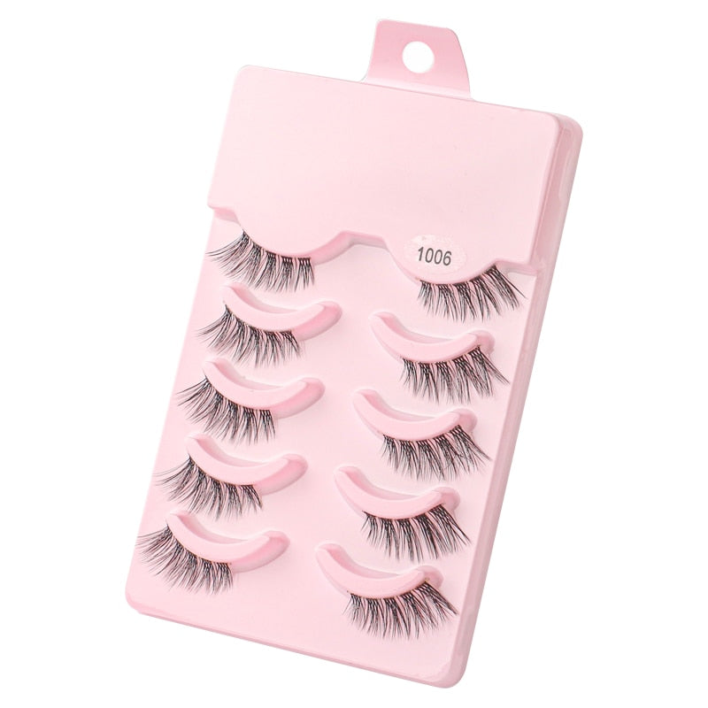 Half Lashes 3D Cat Eye Lashes Natural Look Fluffy Corner Eyelashes 3/5/10 Pairs Wispy Half False Eyelashes Faux Mink Makeup