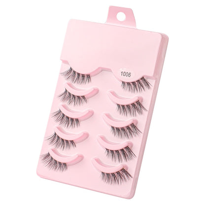 Half Lashes 3D Cat Eye Lashes Natural Look Fluffy Corner Eyelashes 3/5/10 Pairs Wispy Half False Eyelashes Faux Mink Makeup