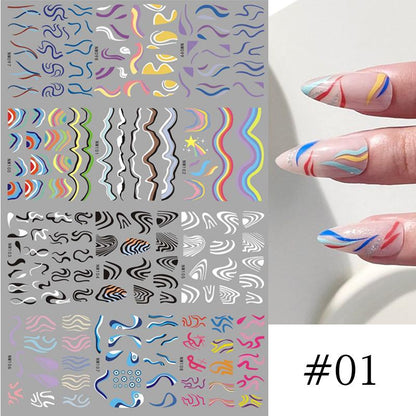 12 Styles Nail  Abstract Stickers