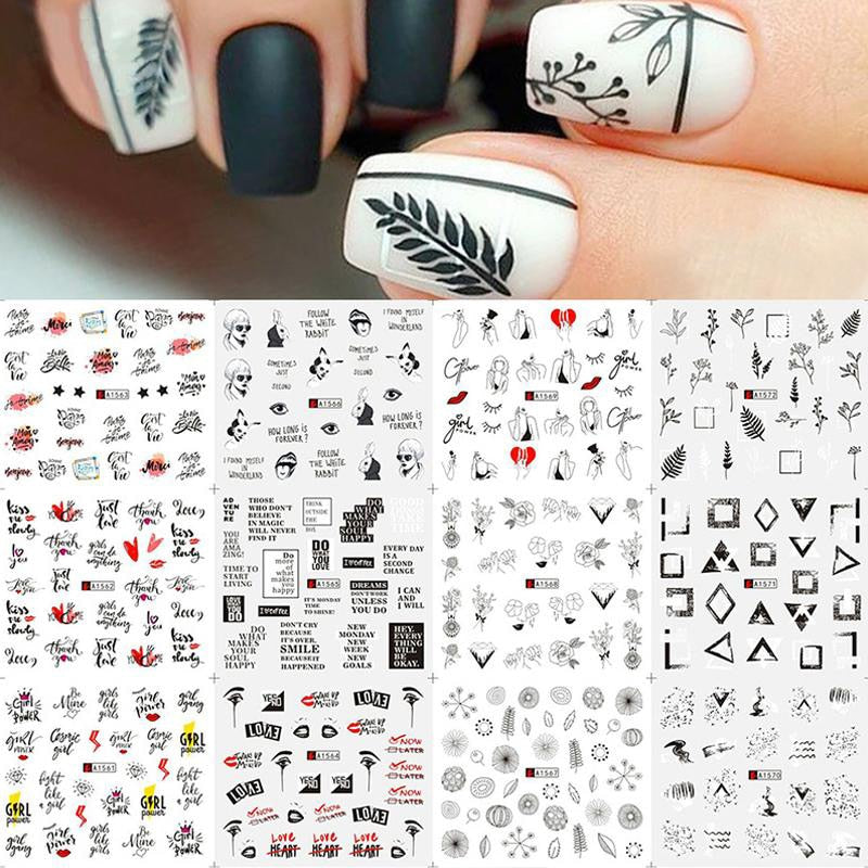 12 Styles Nail  Abstract Stickers