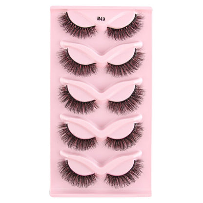 Half Lashes 3D Cat Eye Lashes Natural Look Fluffy Corner Eyelashes 3/5/10 Pairs Wispy Half False Eyelashes Faux Mink Makeup
