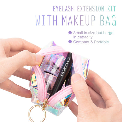 Eyelash set box with tweezers and glue packed