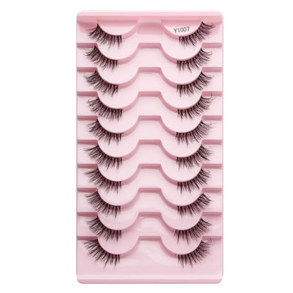 Half Lashes 3D Cat Eye Lashes Natural Look Fluffy Corner Eyelashes 3/5/10 Pairs Wispy Half False Eyelashes Faux Mink Makeup
