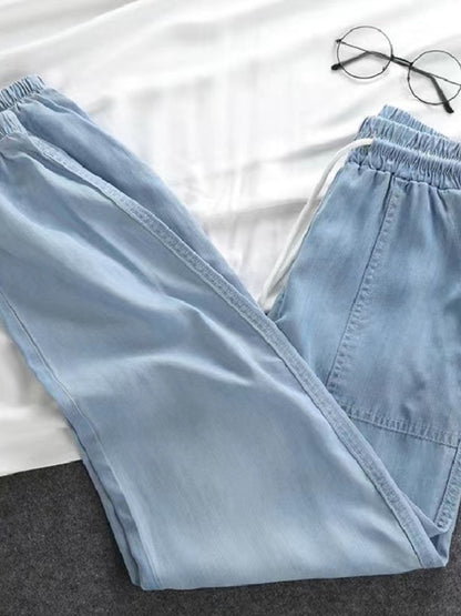 Women Pants Summer New 2023 Thin High Elastic Woman Jeans Oversize Trousers Soft Cool Female Casual Denim Pants