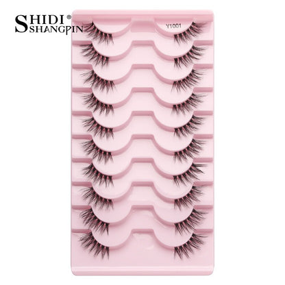 Half Lashes 3D Cat Eye Lashes Natural Look Fluffy Corner Eyelashes 3/5/10 Pairs Wispy Half False Eyelashes Faux Mink Makeup