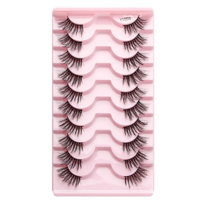 Half Lashes 3D Cat Eye Lashes Natural Look Fluffy Corner Eyelashes 3/5/10 Pairs Wispy Half False Eyelashes Faux Mink Makeup