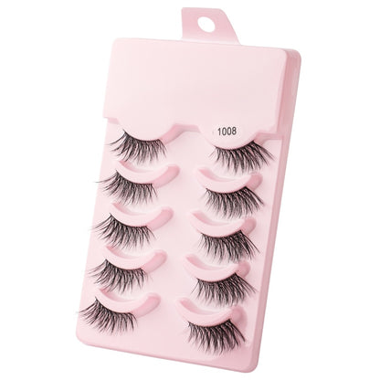 Half Lashes 3D Cat Eye Lashes Natural Look Fluffy Corner Eyelashes 3/5/10 Pairs Wispy Half False Eyelashes Faux Mink Makeup