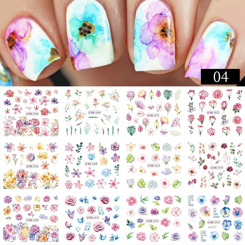 12 Styles Nail  Abstract Stickers