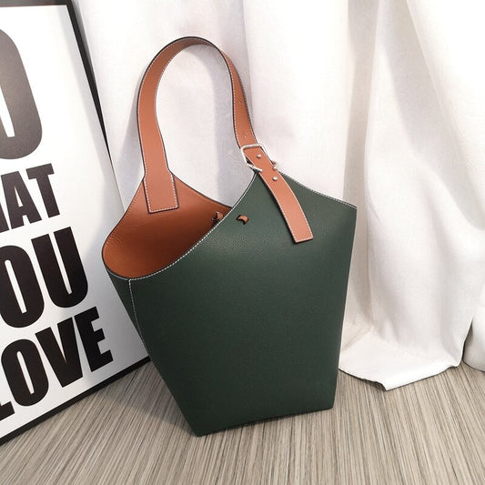 Free Gift 2022 Trend Women Brand Shoulder Bags 100% Genuine Leather Female Fashion Designer Shopper Tote Handbags Bucket Purses