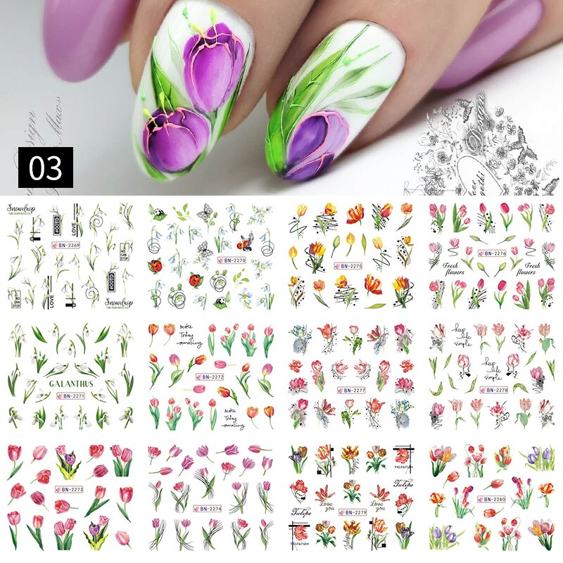 12 Styles Nail  Abstract Stickers